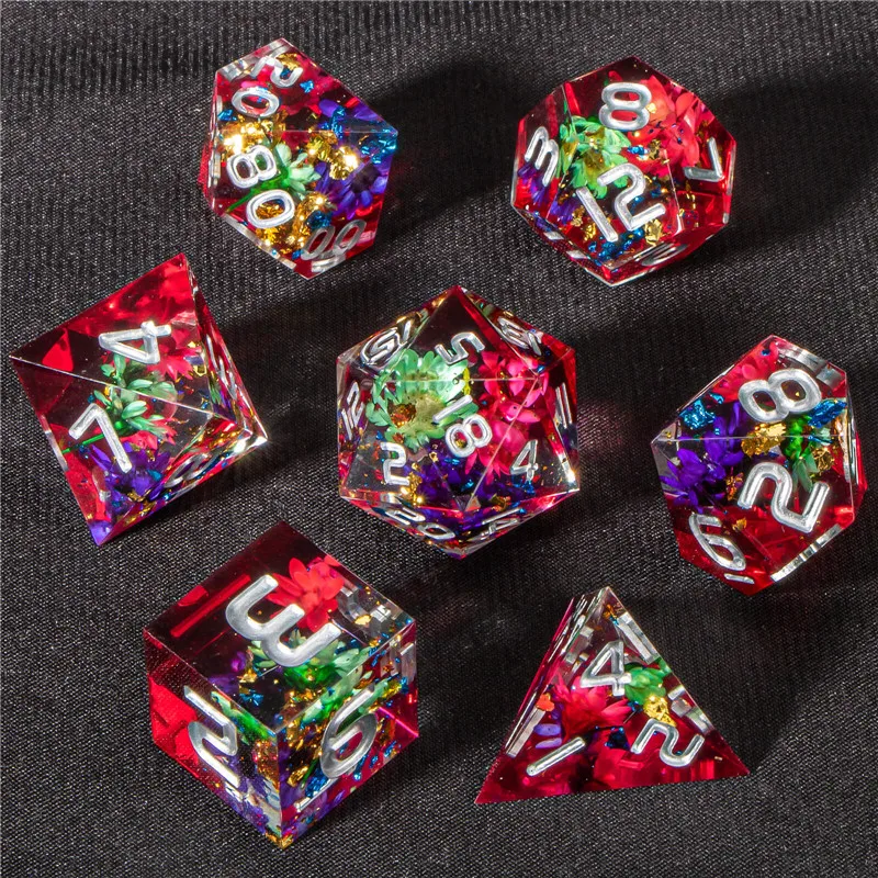 

KERWELLSI DND Resin Sharp Edge Dice Set, Polyhedral D&D Dice Set for Dungeon and Dragon Dice, RPG Role Playing Game D and D Dice