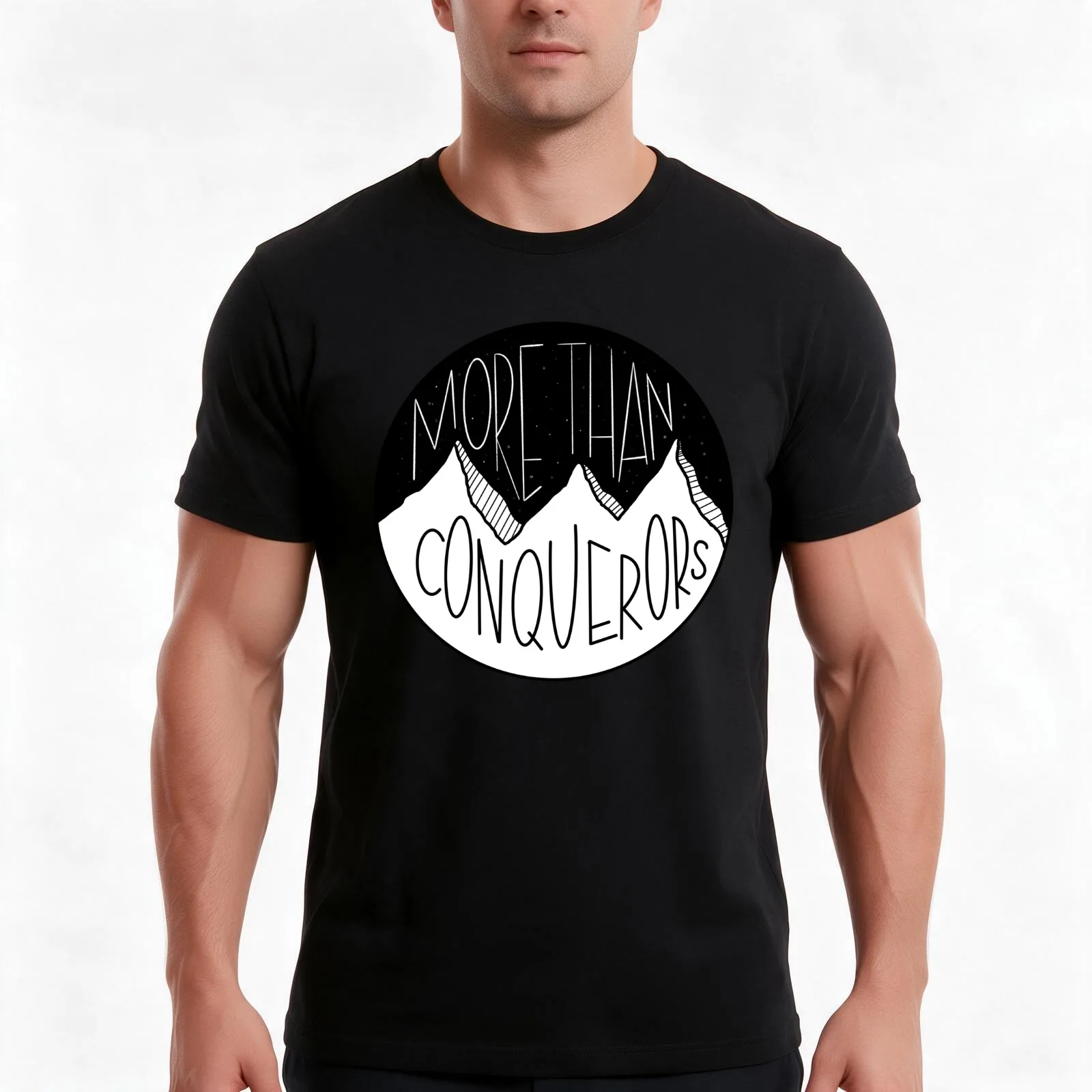 More than conquerors T-Shirt, Summer Casual Cotton Tee, Oversized Streetwear Tops, Vintage Graphic Print, Loose Fit Short Sleeve