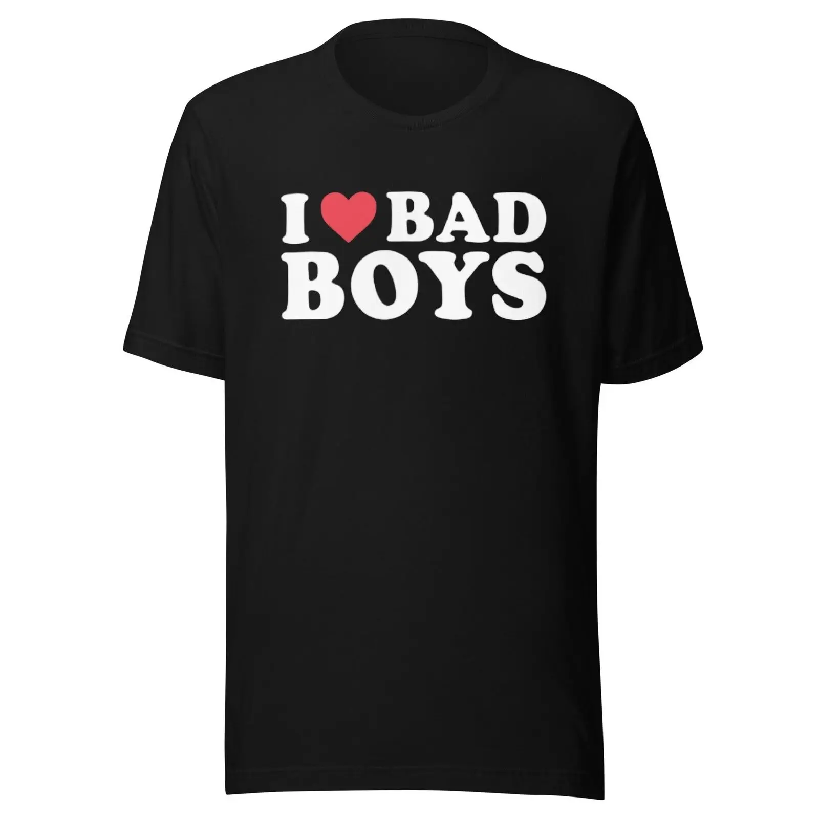 

Футболка унисекс из 100% хлопка с круглым вырезом и надписью «I Love Bad Boys»