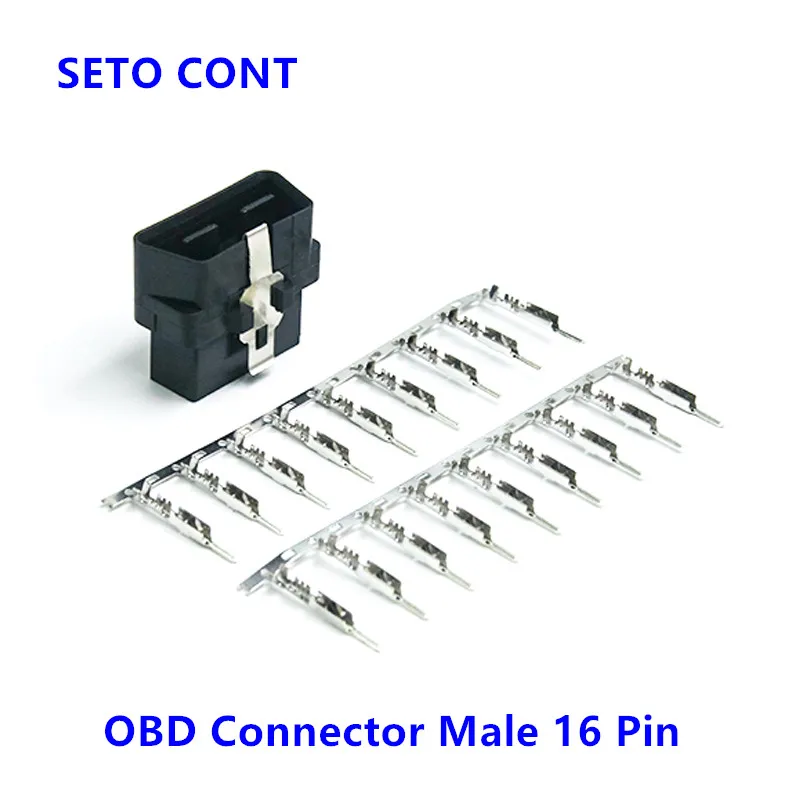 Conector OBD macho negro J1962, conector OBDII de 16 pines, adaptador OBD2 con terminales prensados para dispositivo de diagnóstico automático, Cable OBD