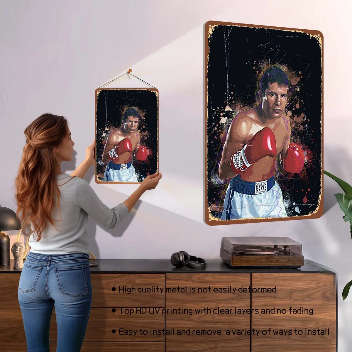 خوليو سيزار تشافيز الملاكم علامات معدنية غرفة الألعاب الديكور لوحات معدنية مخصصة الملاكمة ملصق للجدار الفن الديكور المنزل الرجعية