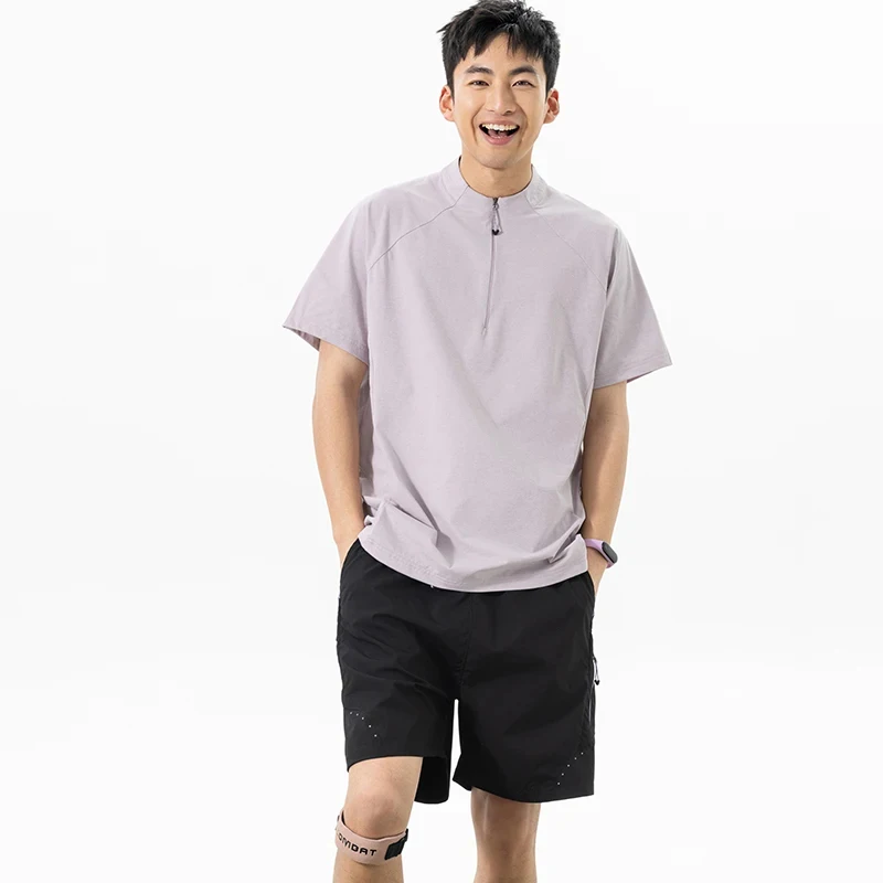 Summer Outdoor Quick Dry Short Sleeve T Shirt Men Women Fashion Stand Collar Loose Sport Hiking T-shirts Couple Tshirt Tops