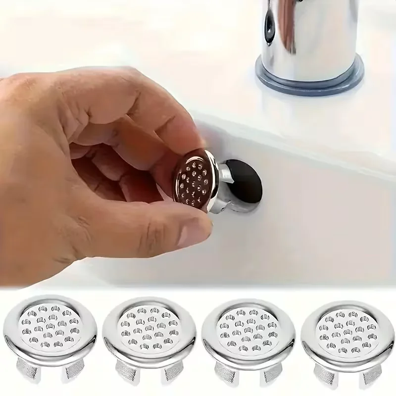

1/3pcs washbasin overflow decorative cover, washbasin overflow hole plug, elegant stainless steel sink drain cover