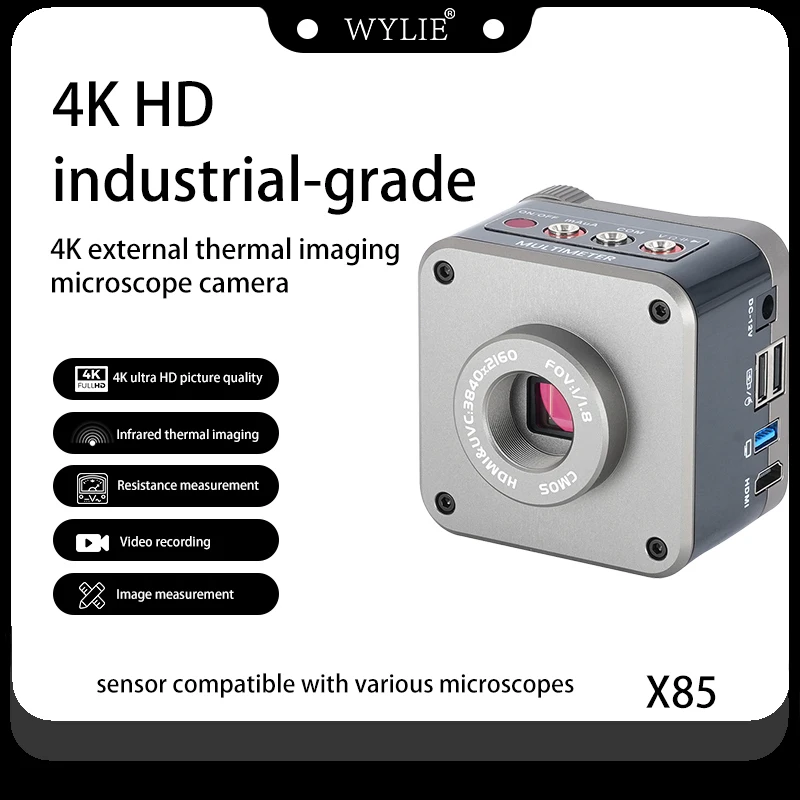 WYLIE X85 4K HD Industrial Grade Digital Camera 4K 1/1.8 inch High Sensitivity Sensor Camera with Resistance Testing Function