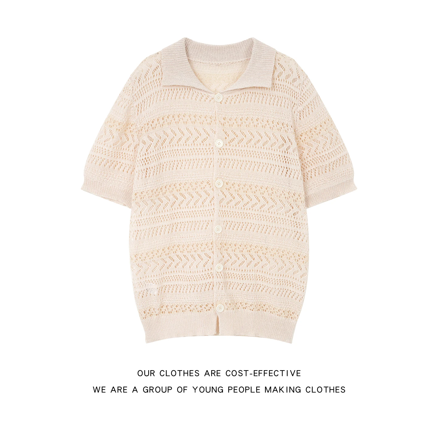 

Men's Summer Hollow out Knitted Cardigan Short Sleeve Beach Vacation Casual Style Fashionable Loose Fit Shirt Open Front Design