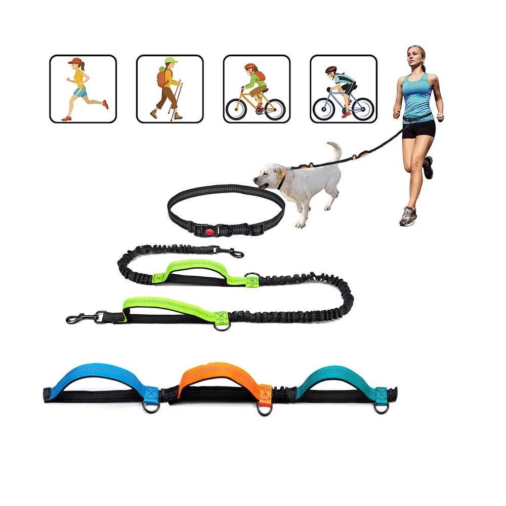 

Hands Free Dog Running Leash Elastic Reflective Pets Collar Harness Leash Rope For Small Medium Large Dog Walking Hiking Biking