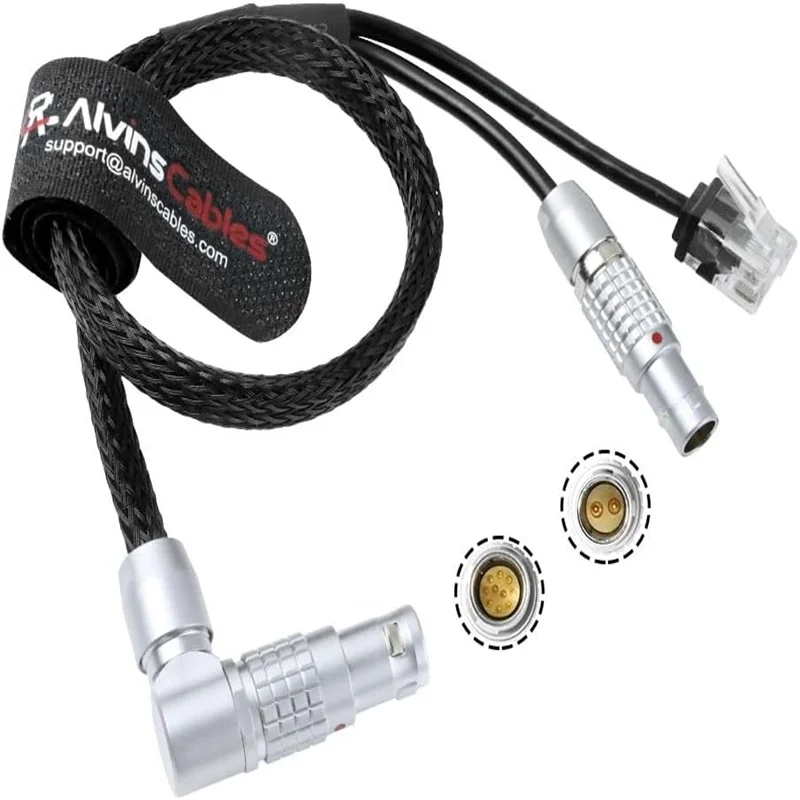 Alvin's Cables Control Cable for ARRI ETH 10 Pin Rotatable Right Angle to RJ45 and 2 Pin Male 24V Power Cable for ARRI Alexa Min