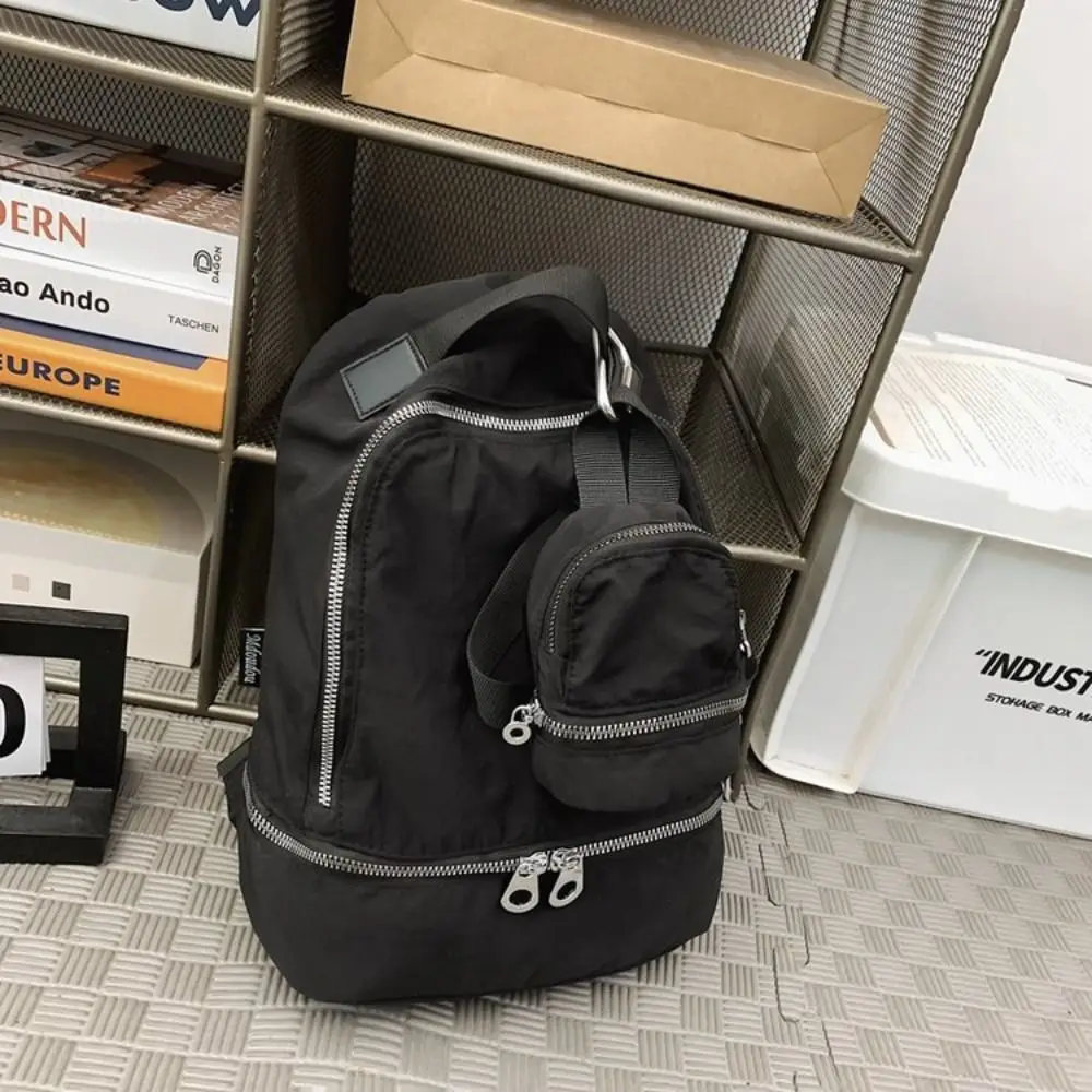 Portable Solid Color Nylon Mini Backpack Mini Handbag Hanging Bag Pendant Korean Style Sling Small Wallet Bag Accessories