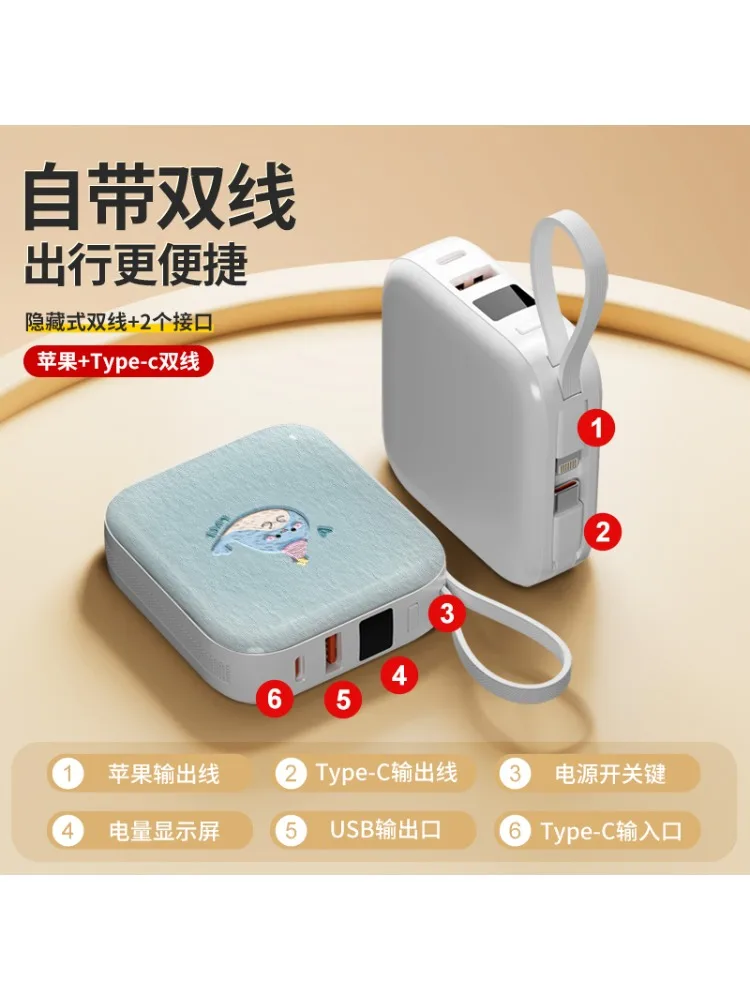 Comes with two wires, compact and portable 10,000 mAh mobile power supply high definition graphics card