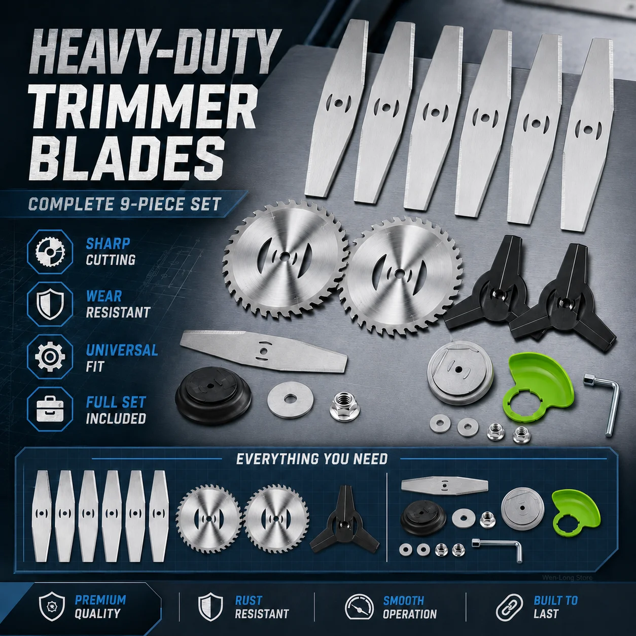 Grass Trimmer Blade Set, 3-Tooth Metal Brush Cutter Blades, Lawn Garden Weed Cutting Replacement Disc