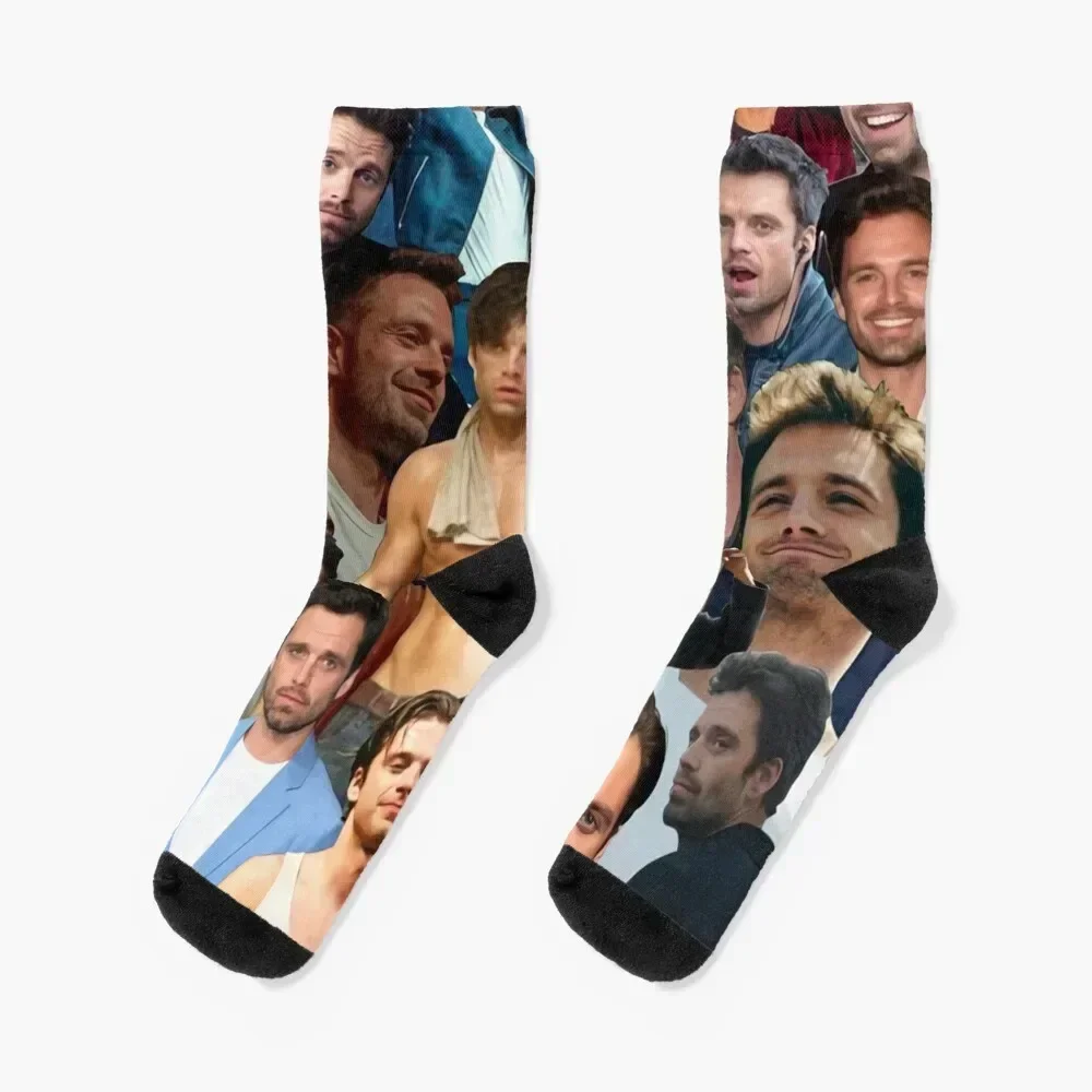 

Sebastian Stan Photo Collage Socks funny gifts Wholesale christmas stocking New year's Socks For Man Women's
