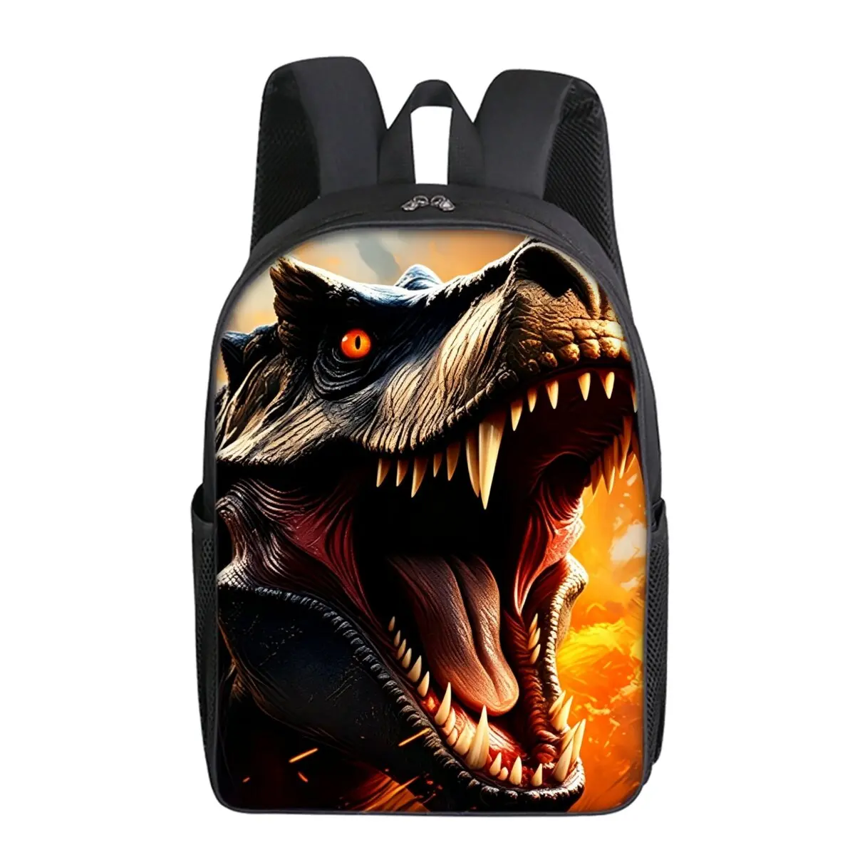 Volcano Dinosaur Print Single Layer Backpack Simple Style for Boys/Girls Children Best Gifts 2D Flat Cartoon School Bags