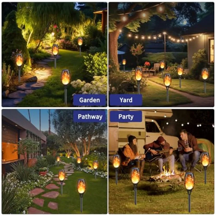 Solar Torch Light with Flickering Flame for Halloween Decor Solar Lights Outdoor for Halloween Decorations, Waterproof Solar Ga