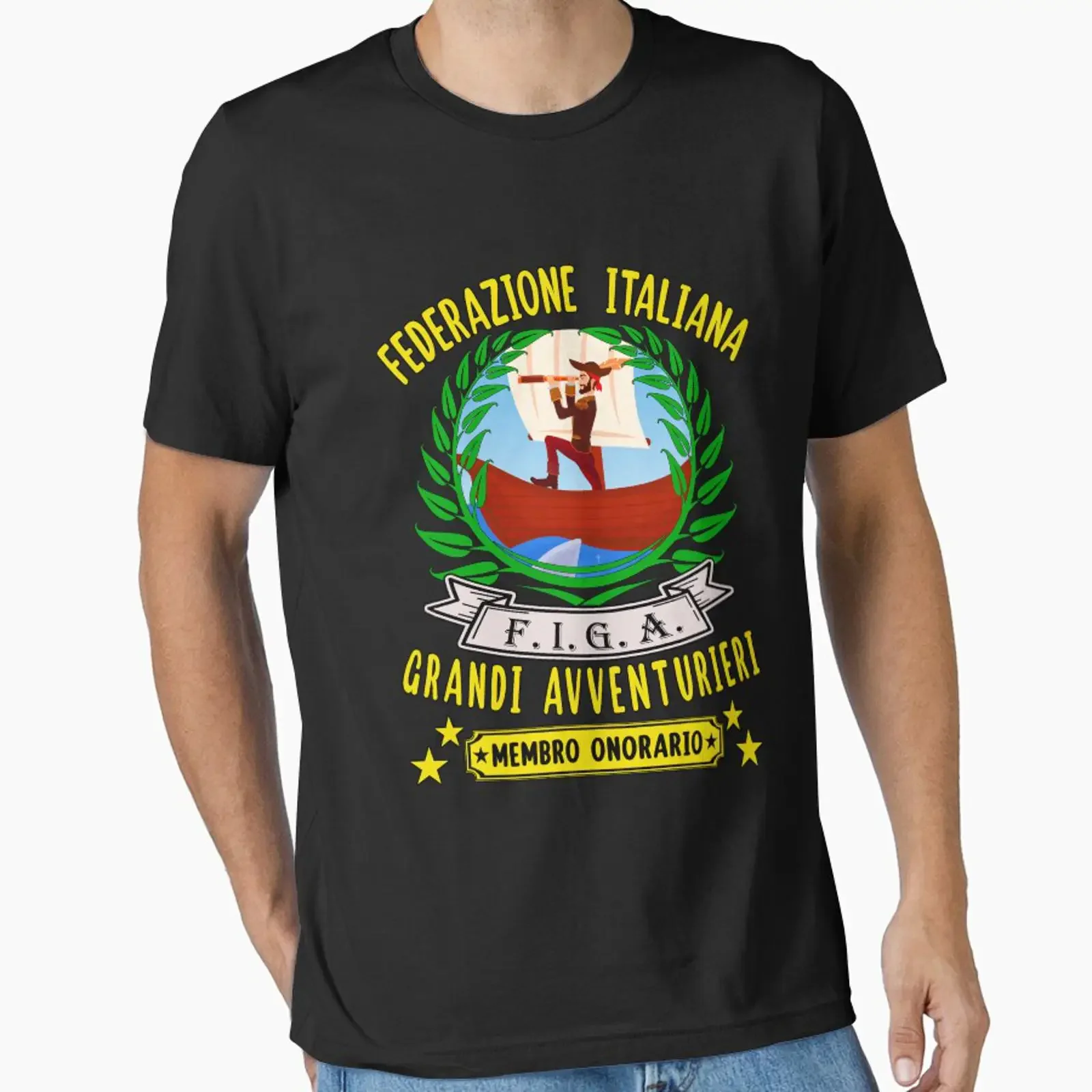 Federazione Italiana Grandi Avventurieri FIGA Avventura diseñado y vendido por superpixus ropa de diseñador vintage con efecto lavado