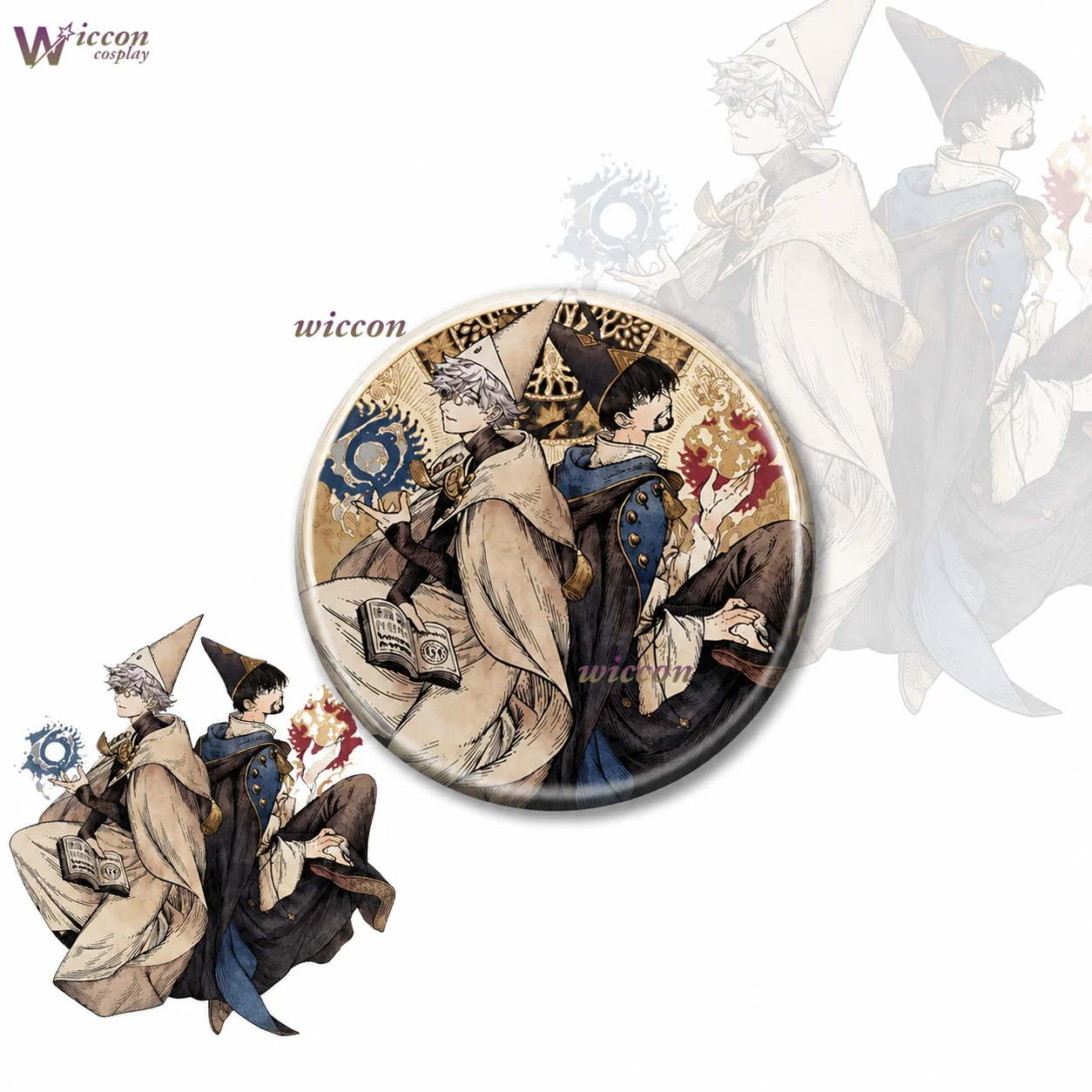YesOk Qifrey Olruggio Cartoon Badge Kawaii Anime Button Pins Handmade Round Jewelry Brooch Birthday Gift Anime Witch Hat Atelier