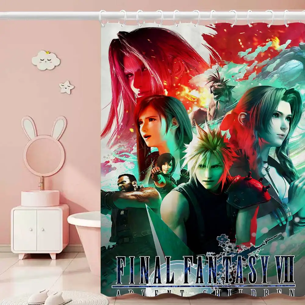 

Занавеска для душа Game F-Final F-Fantasy, декоративная занавеска для душа для ванной комнаты, водонепроницаемая занавеска для душа с крючками