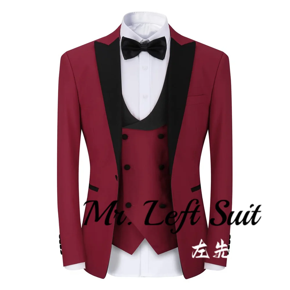 Men\'s 3 Piece Suit Slim Fit One Button Prom Suits Set Blazer Vest Trousers