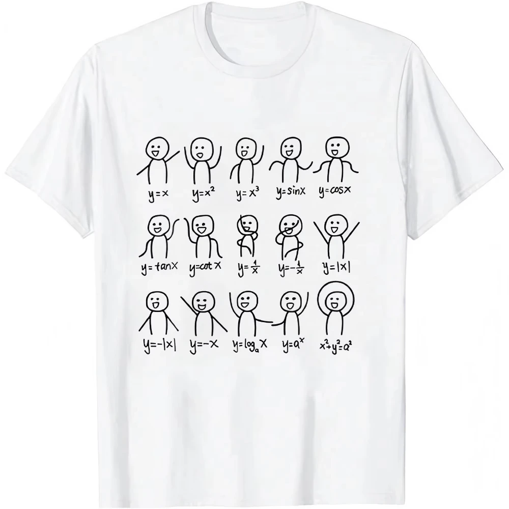 Teacher T Shirt Men Women Math Equation Cartoon Graphic Top School Casual Outfit Gift for Math Lovers Fashion Back To School Tee