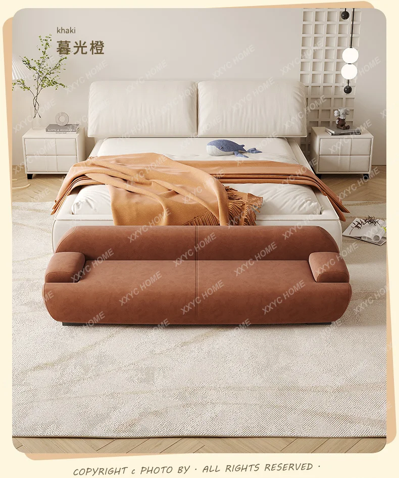 Light luxury bedside stool bedroom technology cloth modern bedside sofa long back stool