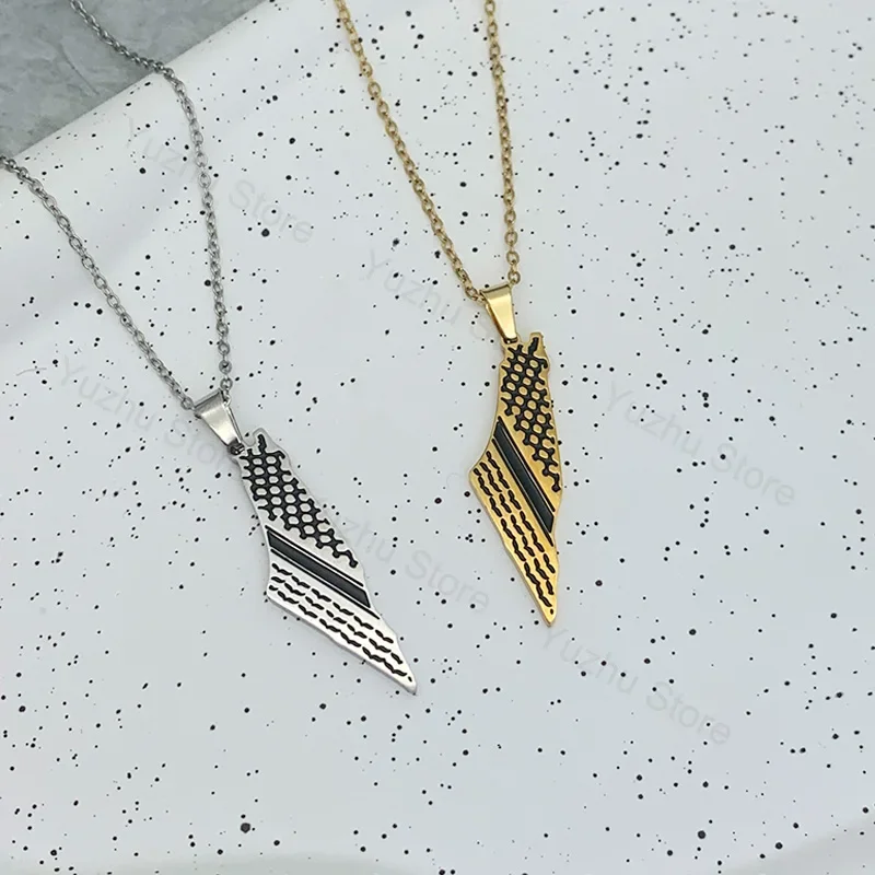 الفولاذ المقاوم للصدأ الكوفية وشاح نمط سلسلة بدلاية القلائد هندسية خريطة سلسلة مجوهرات هدية إكسسوارات جذابة