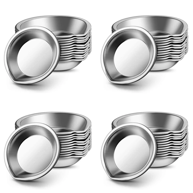 

48Pcs Makeup Palette Stainless Steel Small Round Paint Tray Artist Watercolours Paint Mixing Palette Tray For Artist-AC47