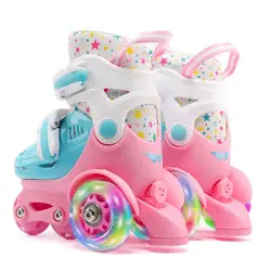 Patins à roulettes réglables en PU élastique pour enfants, chaussures de patins à roues alignées pour garçons et filles, 2 couleurs, 2 à 8 ans