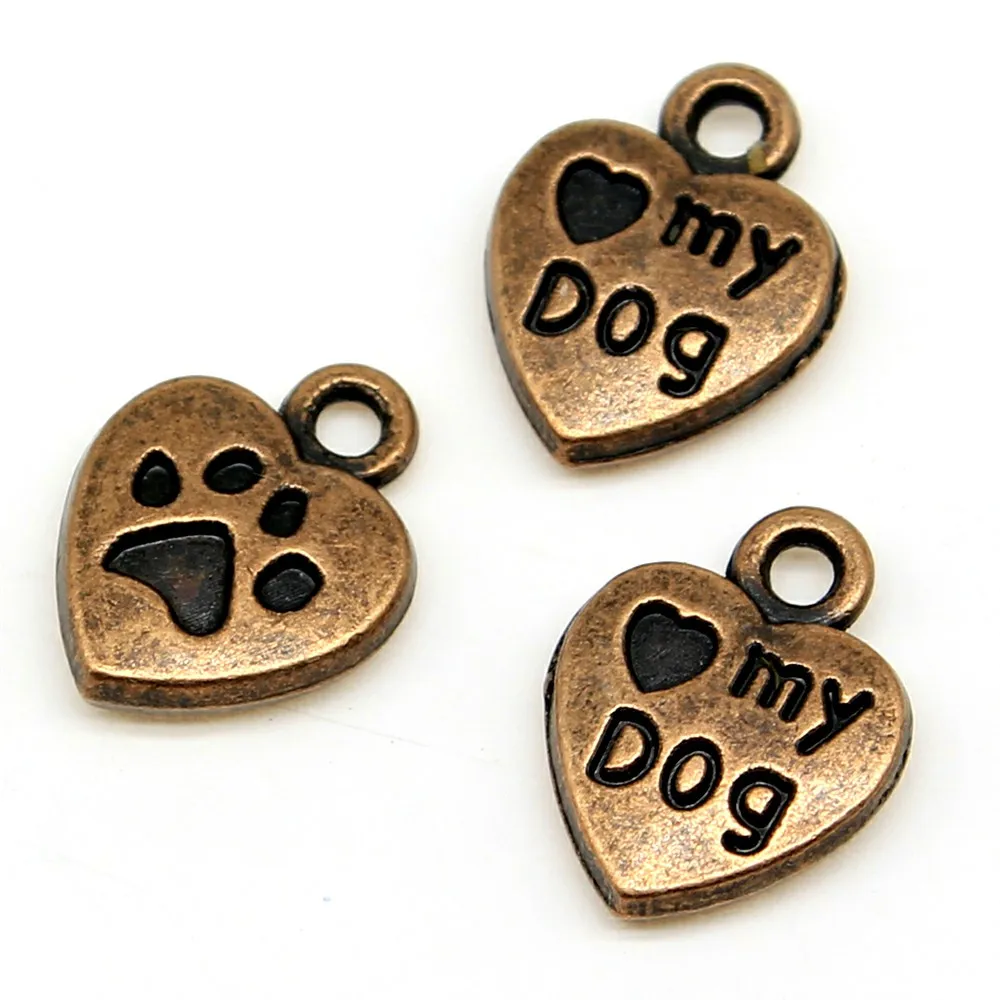 20pcs Charme Love My Dog For Jewelry Making Dog Paw Pendant For Jewelry Making Dog Paw Print Charm Pendant 10x13mm