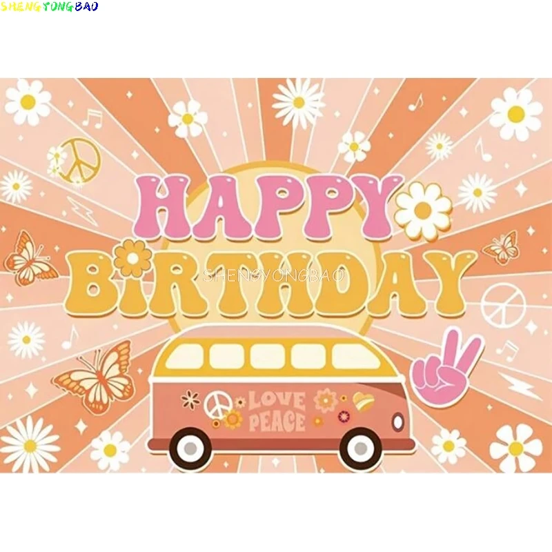 Boho Rainbow Daisy Girl 1st Birthday Photography Backdrop Peace Love Newborn Background Baby Shower Party Decor Studio Props