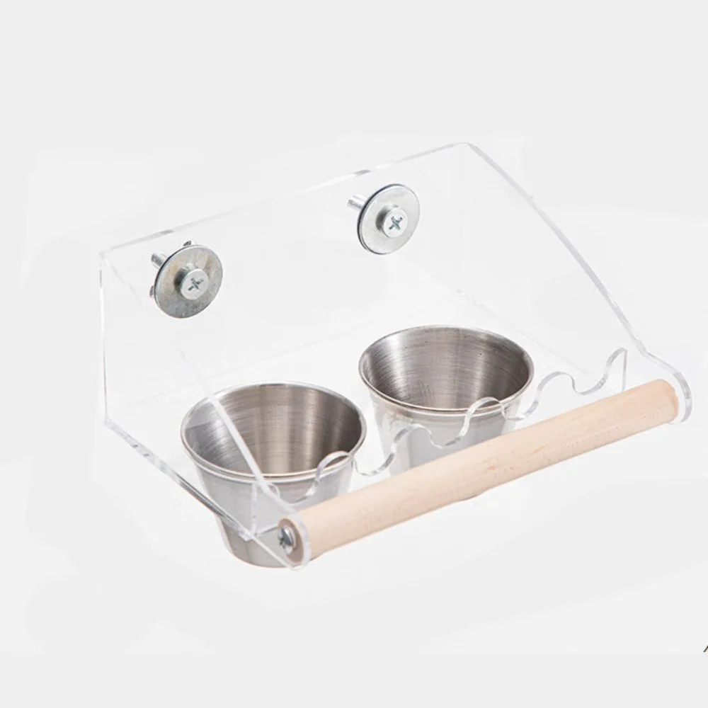 

Acrylic Cage Mounted Bird Feeder Large Capacity Anti-spread Bird Food Dispenser Detachable Hangable Parrots Food Container