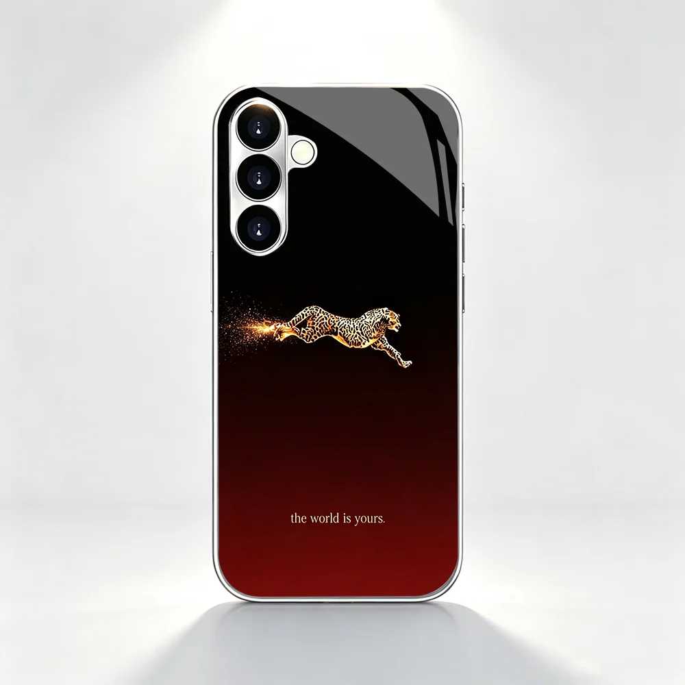 Phone Case Black Red Cheetah Luxury s26 ultra case s25 ultra Glass phone case for Samsung Galaxy S26 25 24 23 22 21FE Ultra Plus