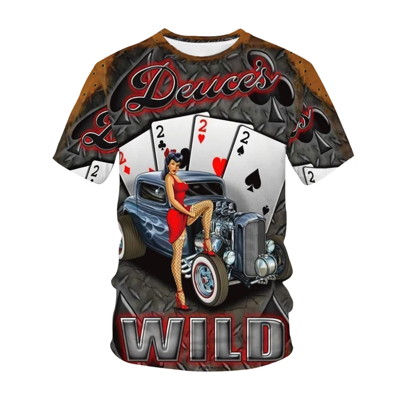 Fashion New Fun Poker graphic t shirts For Men Summer Casual Printed Round Neck Oversized t shirt Personality Trend Tees Tops