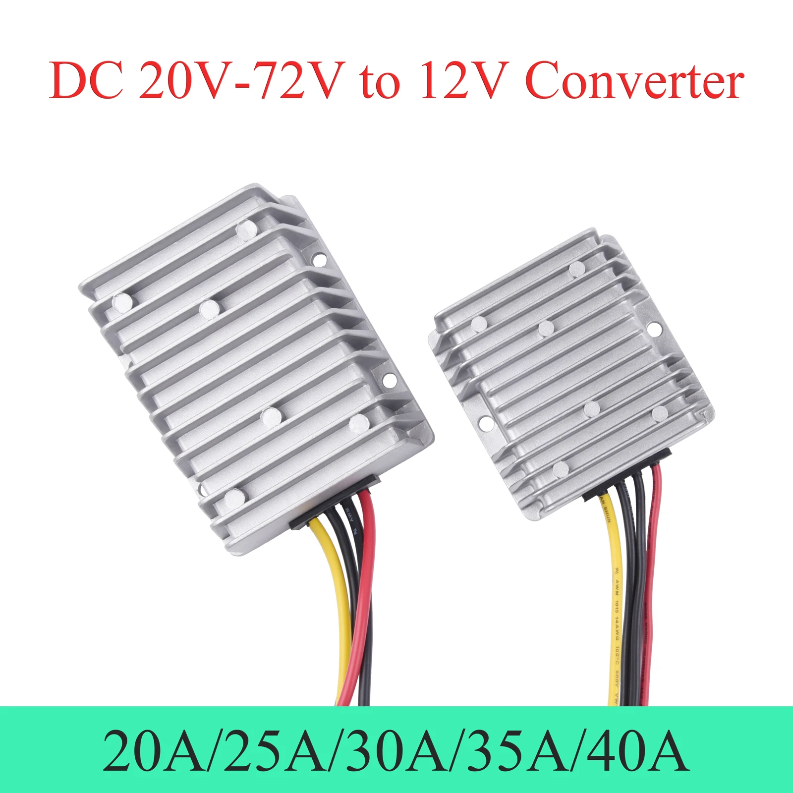 20-72V to 12V DC Power Converter 20A 25A 30A 35A 40A Auto Buck Regulator Step Down Voltage Supply Module For Car