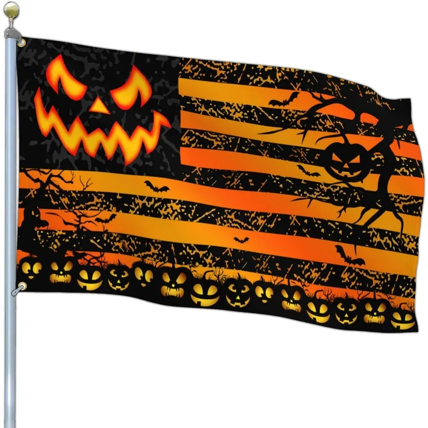 Halloween Flag 3 x 5 FT Double Sided Scary Pumpkin Outdoor Banner for House Yard Party Decor