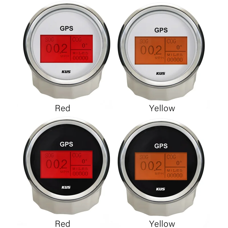 KUS Car Boat Bus Truck Universal 85mm Digital GPS Speedometers Cog 0-360 Sog 0-999Mph Km/H Knots Speed Gauges with GPS Antenna