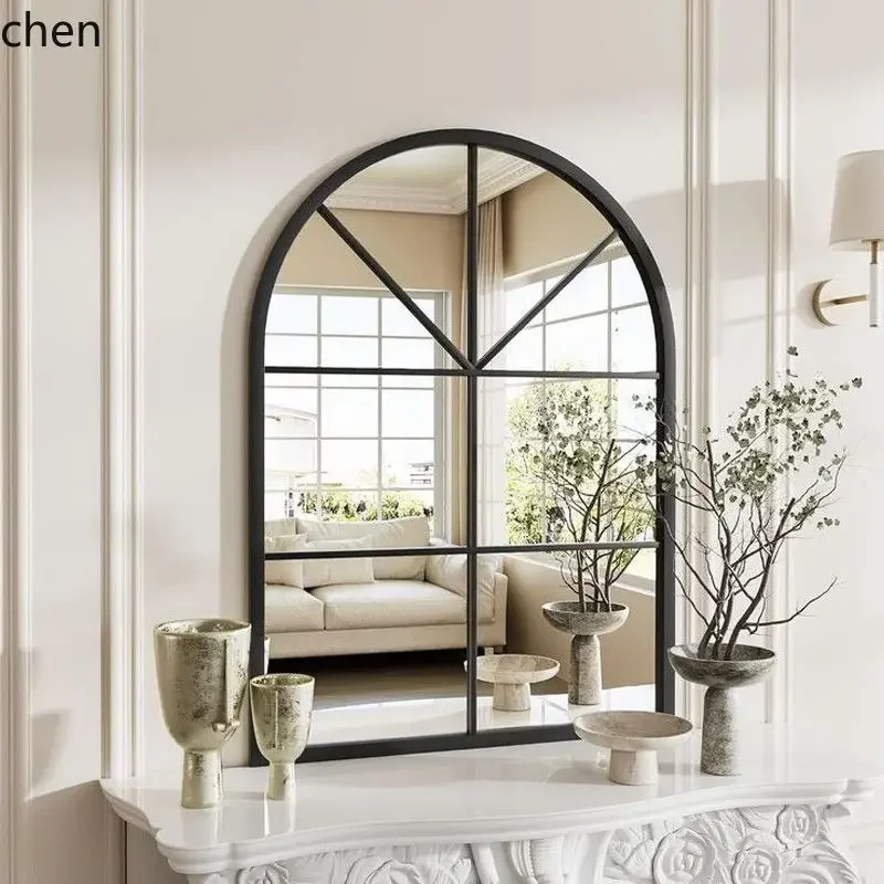 

V8 french arched mirror floor standing dressing mirror hd full body wall mounted grid fitting mirror