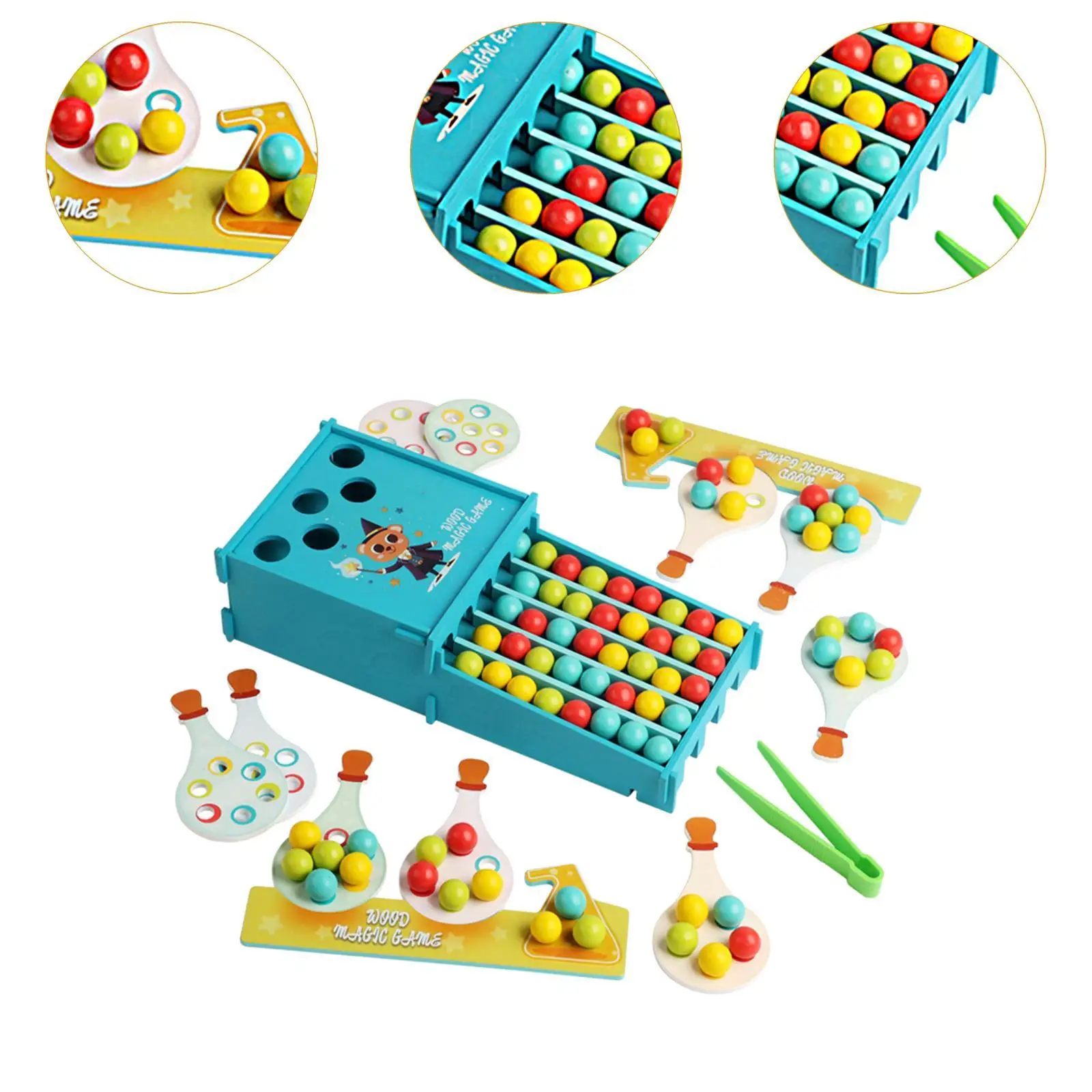 Drewniany Zestaw do Liczenia i Dopasowywania, Zabawki do Liczenia Koralików i Sortowania Kolorów dla Cierpliwości, Niemowląt, Koordynacji Ręka-Oko, Maluchów