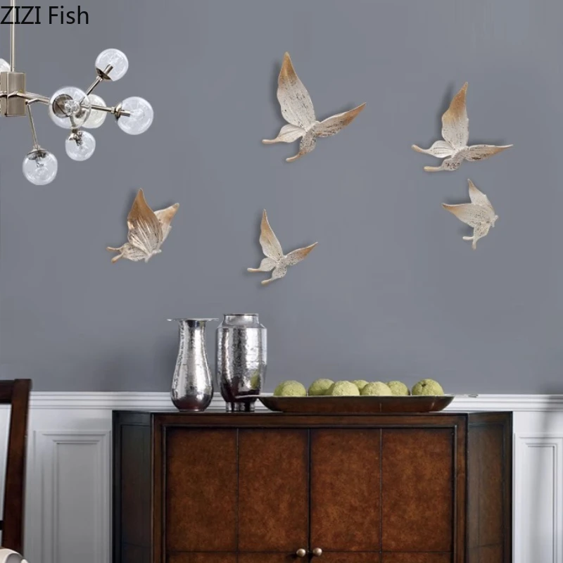 Home Wall Decoration Three Dimensional Butterfly 6-piece Set Hanging Decorations Animal Ornaments Pendant Art Sculpture Crafts