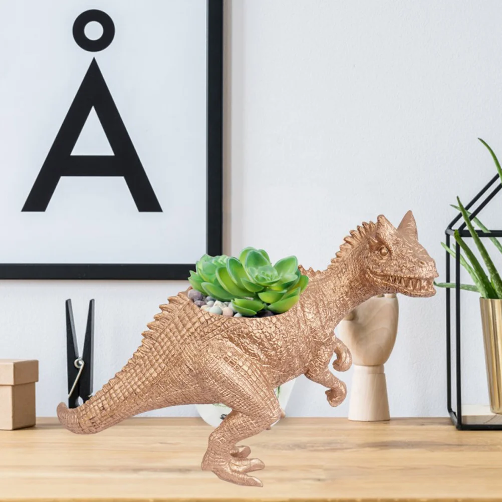 

1Pcs Creative Resin Flowerpot Dinosaur Modeling Succulent Plant Pot Desktop Decorative Container for Home Office Patio Decor