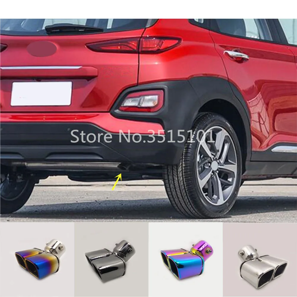 

Car Cover Stainless Steel Muffler Pipe Outlet Dedicate Exhaust Tip Tail For Hyundai Kona Encino Kauai 2017 2018 2019 2020 2021