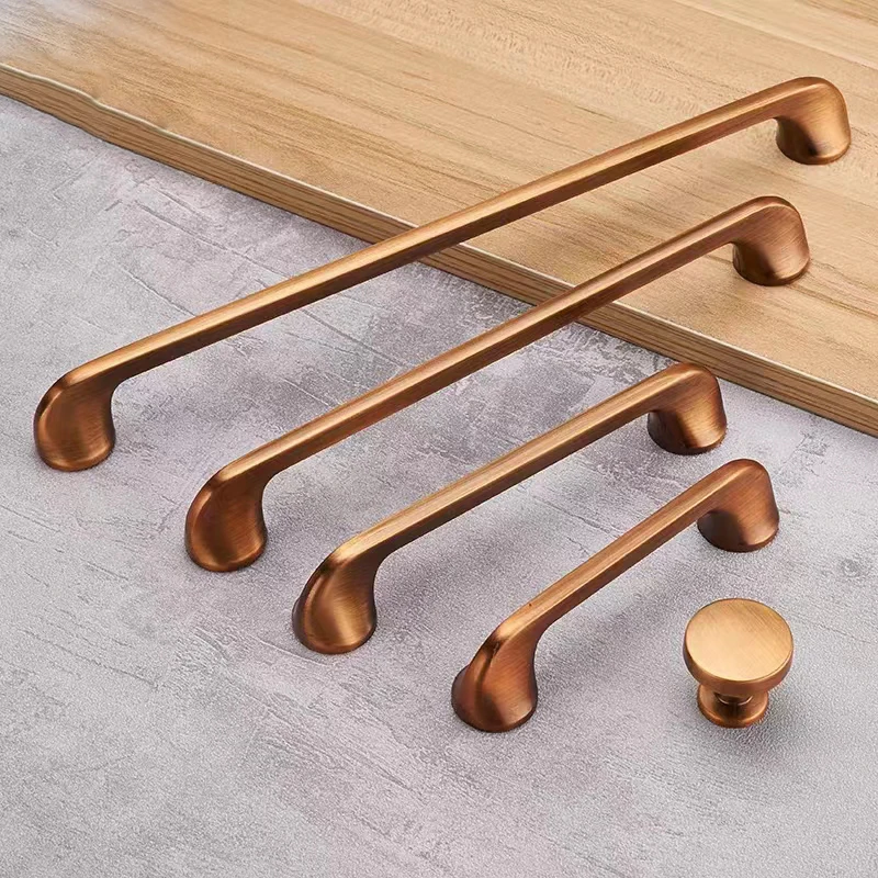 Yellow Bronze Furniture Handle Vintage American Style Brass Kitchen Drawer Cabinet Knobs Door Pulls Furniture Hardware