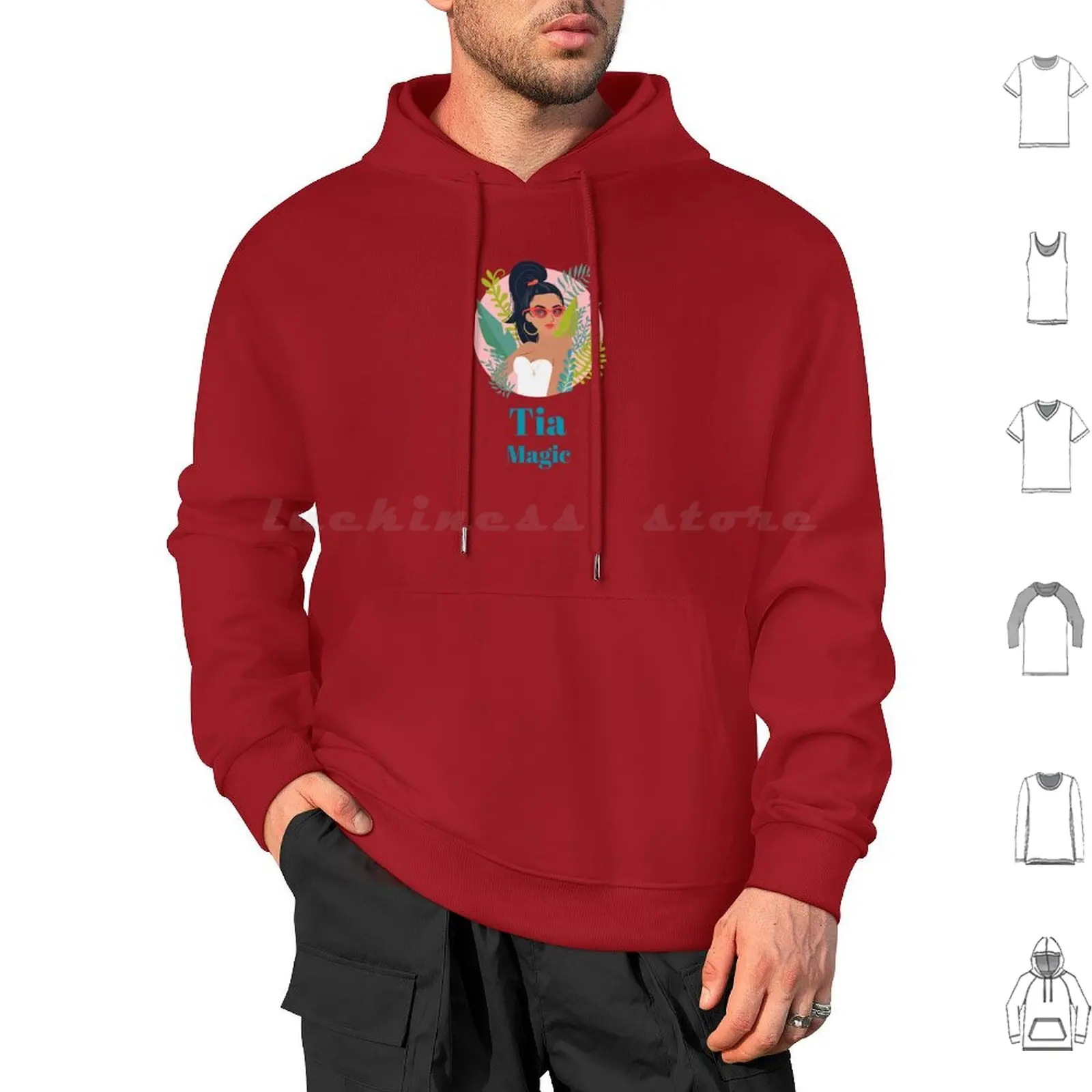 

Tia Magic Plants Hoodie cotton Long Sleeve Tia Aunt Magic Plants Ponytail Latina Chicana Mexican Hispanic Green