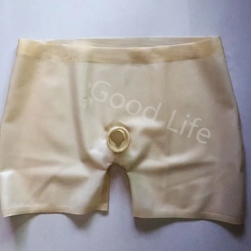 

New Hot Handmade Men's Latex Boxer Shorts With Penis Hole Latex Lingerie Boxers Underpants