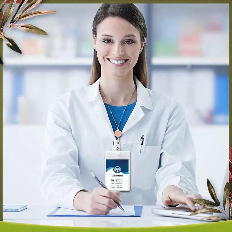 ABDW-4 قطع حبل بكرة شارة قابل للسحب مع حامل الهوية وقلادة وحبل شارة ومشبك سلسلة وحامل مقاوم للماء - B