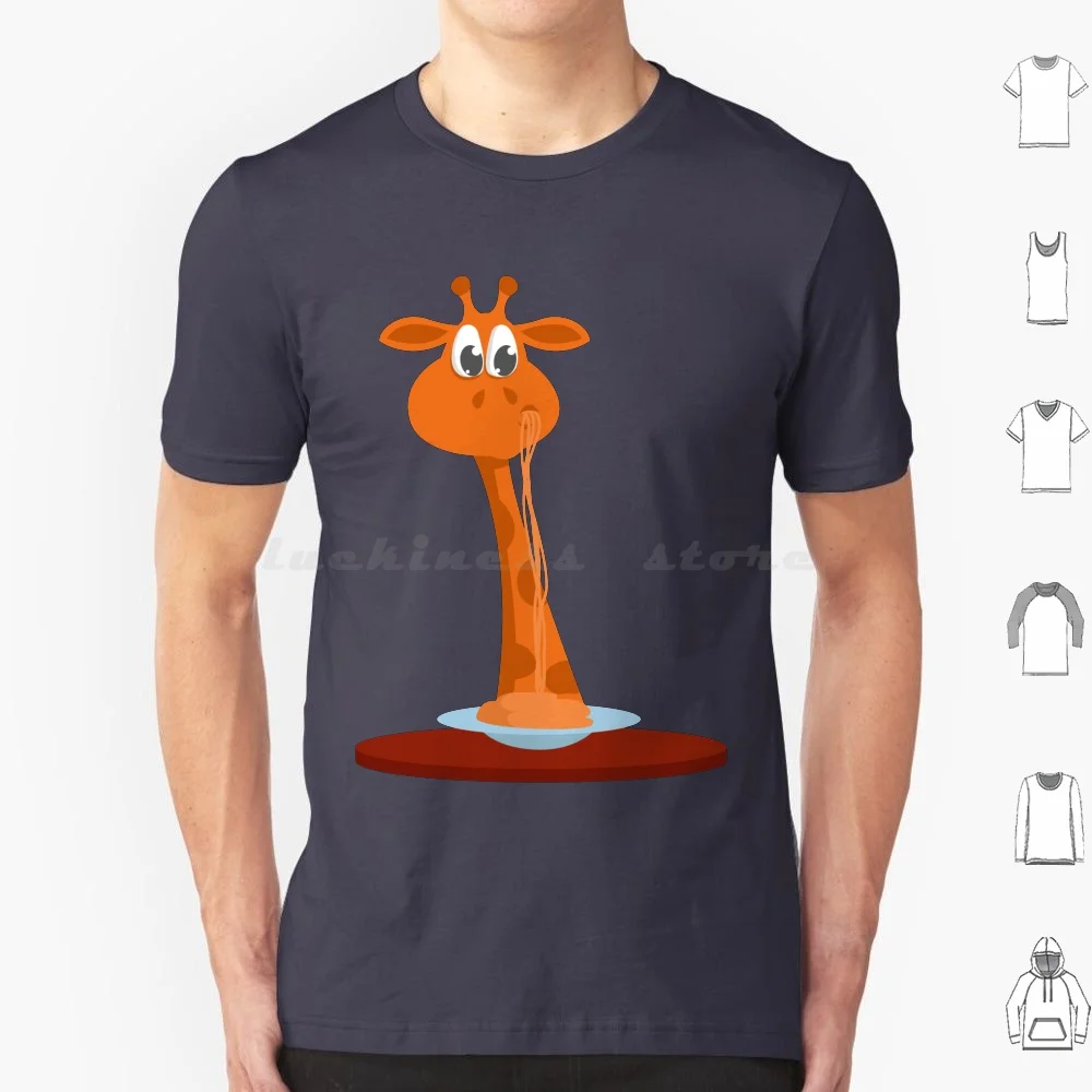 Cute Giraffe Eating Pasta T Shirt Big Size 100% Cotton Cute Giraffe Pasta Food Funny Spaghetti Italy Italian Pizza Pastafarian