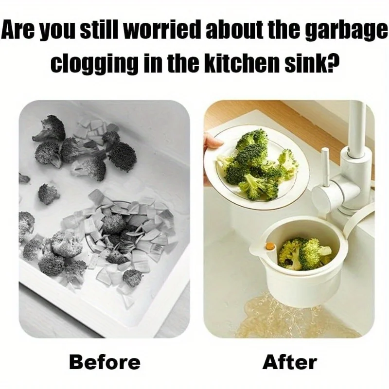 Self-Cleaning Push-Type Sink Strainer Basket - Automatic Food Waste Drain Basket with Removable Bottom, Easy Installation