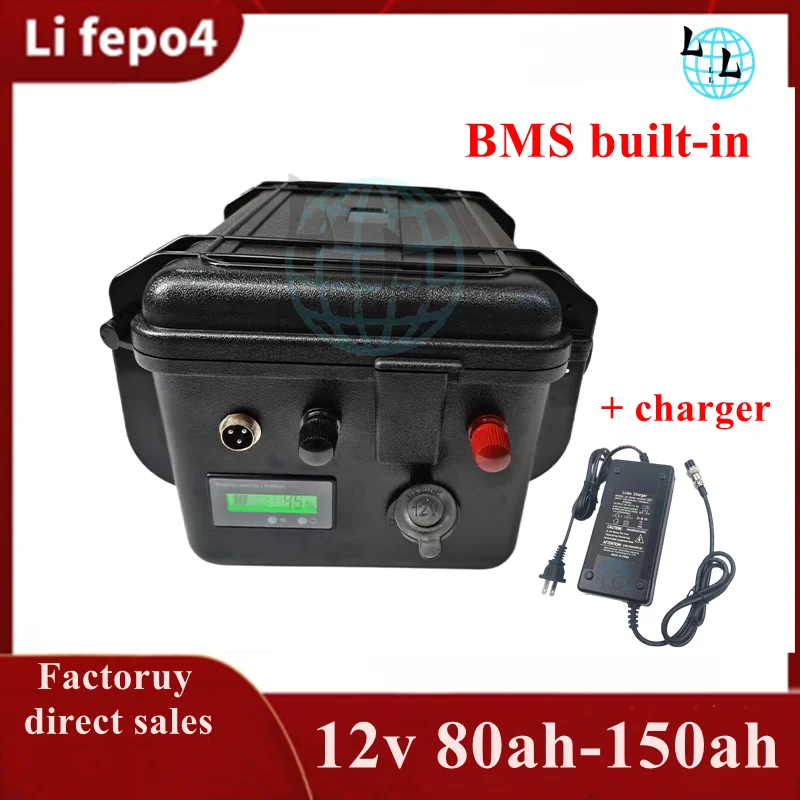 Batterie Lifepo4 avec , batterie d'hélice de bateau, camping-car, scooter, chariot de golf, chariots,12v  80Ah/100Ah/120Ah/150Ah