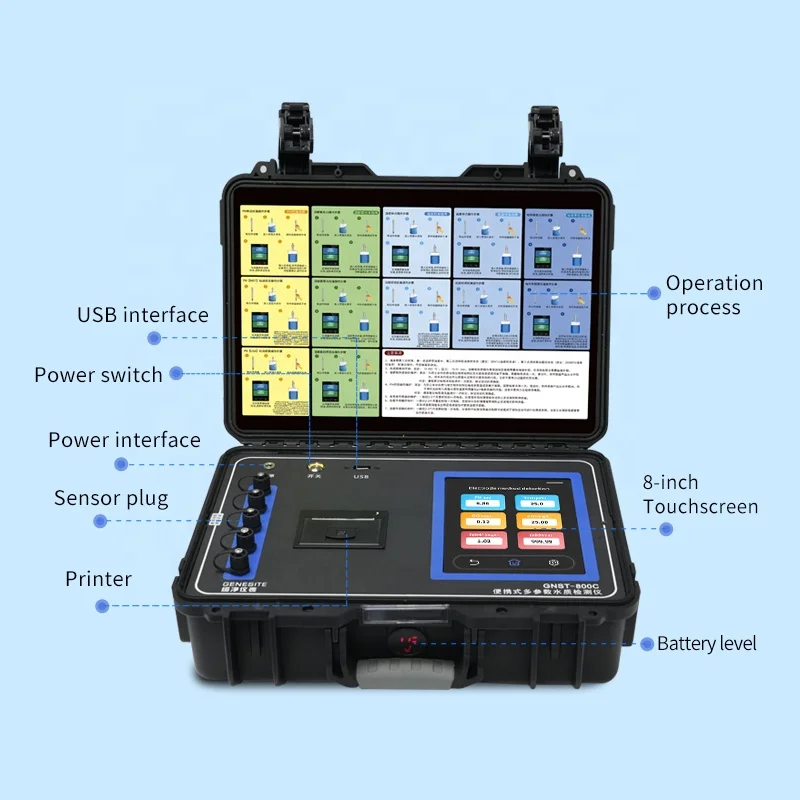 Portable Multi-Parameter Water Quality Analyzer Outdoors Quick Detection for PH, DO,  MLSS & 20+ Parameters Electrode Method