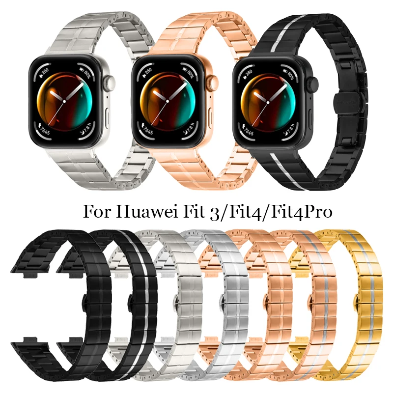 

Ремешок из нержавеющей стали для Huawei Watch Fit 3, тонкий металлический браслет с одной бусиной, ремешок для часов Huawei fit 4 4Pro, аксессуары