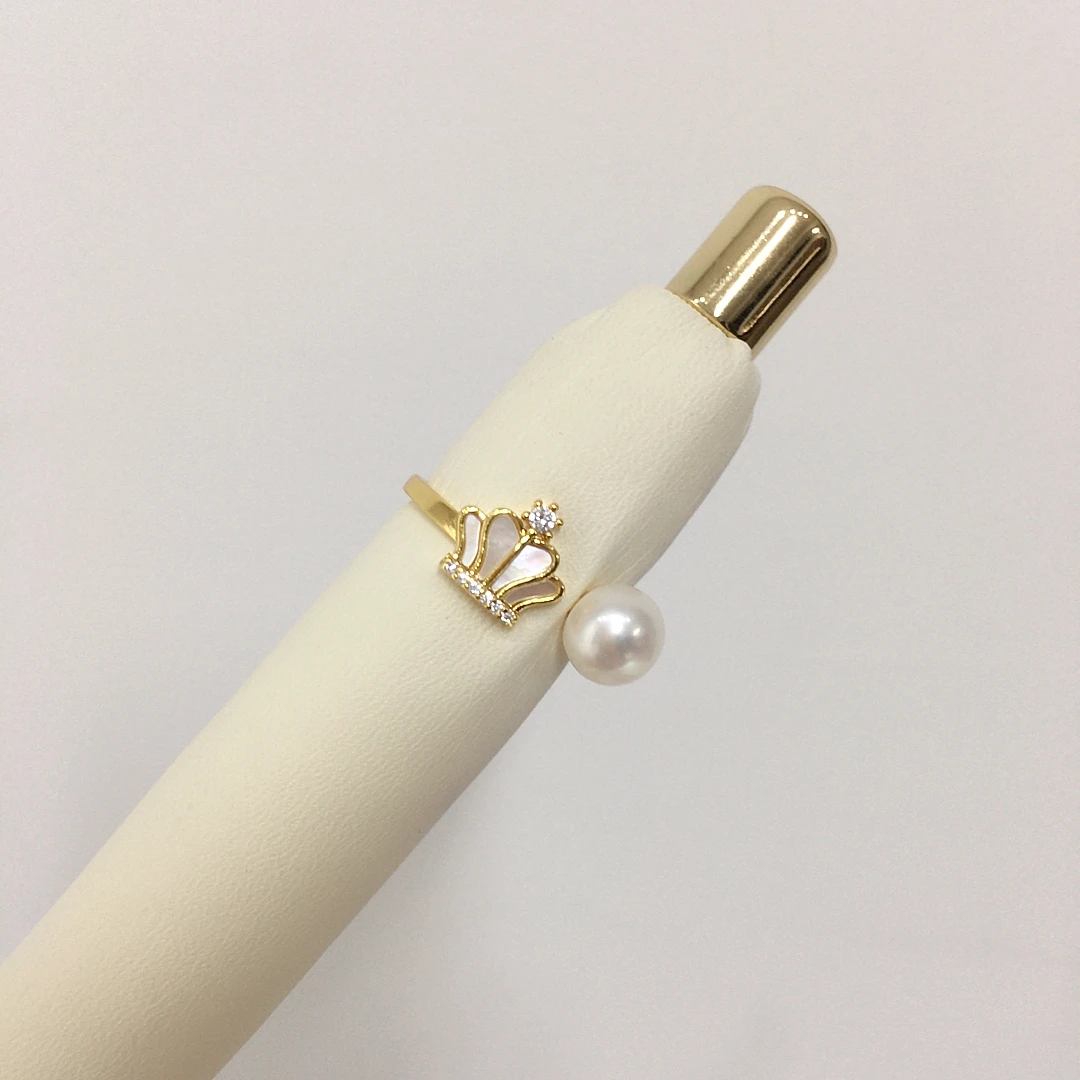 

ZHBORUINI Бесплатная доставка Все Высокая яркость Натуральный пресноводный жемчуг Кольцо Ракушка Корона Морская ракушка для женщин Ювелирные изделия Подарок