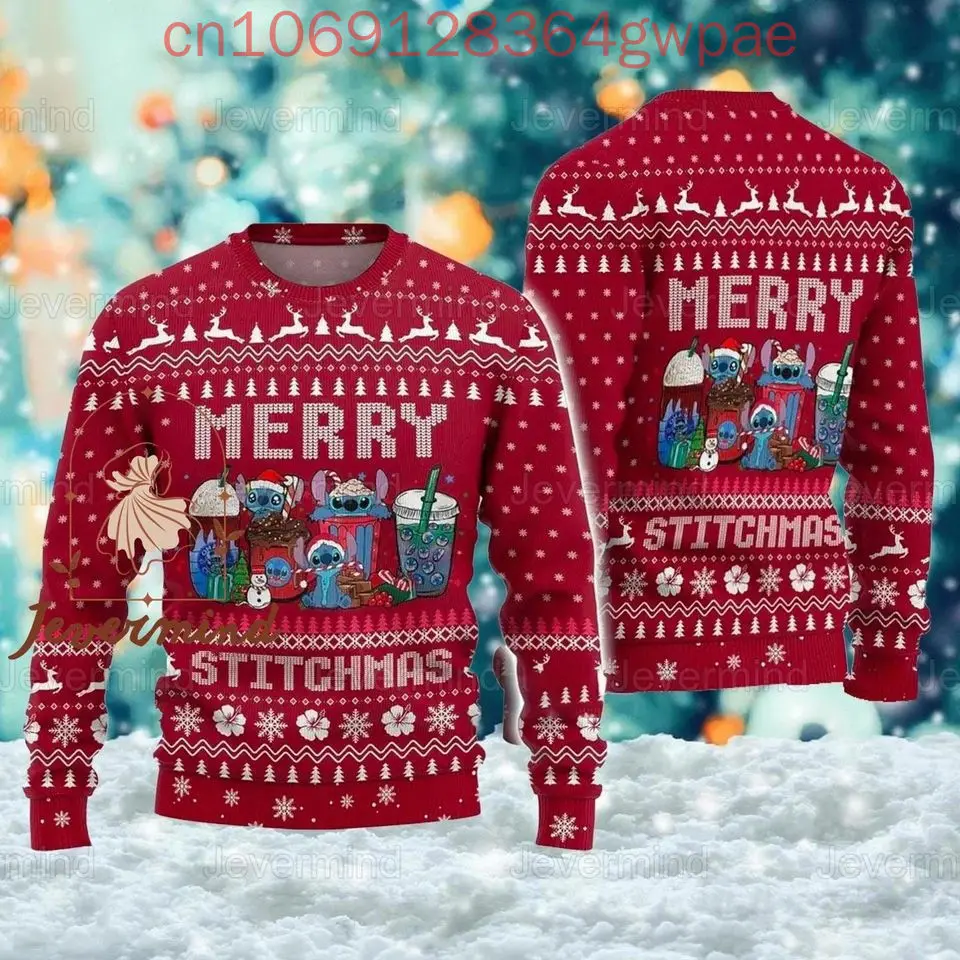 Disney Stitch Ugly Sweater Men\'s Women\'s 3d Sweater Tops Christmas Sweater Anime Xmas Gifts Christmas Sweater